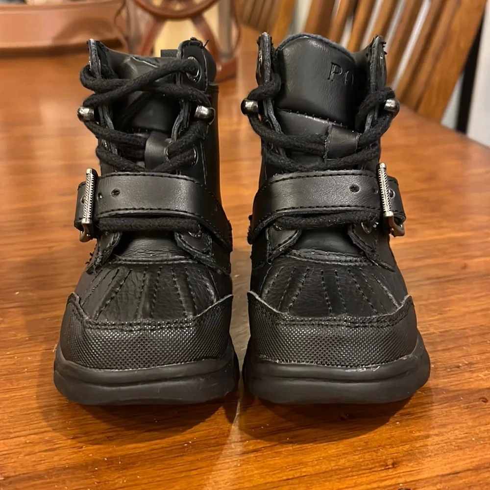 Polo Ralph Lauren Colbey Boots Black new Preschool Toddlers Boys Girls Size 4